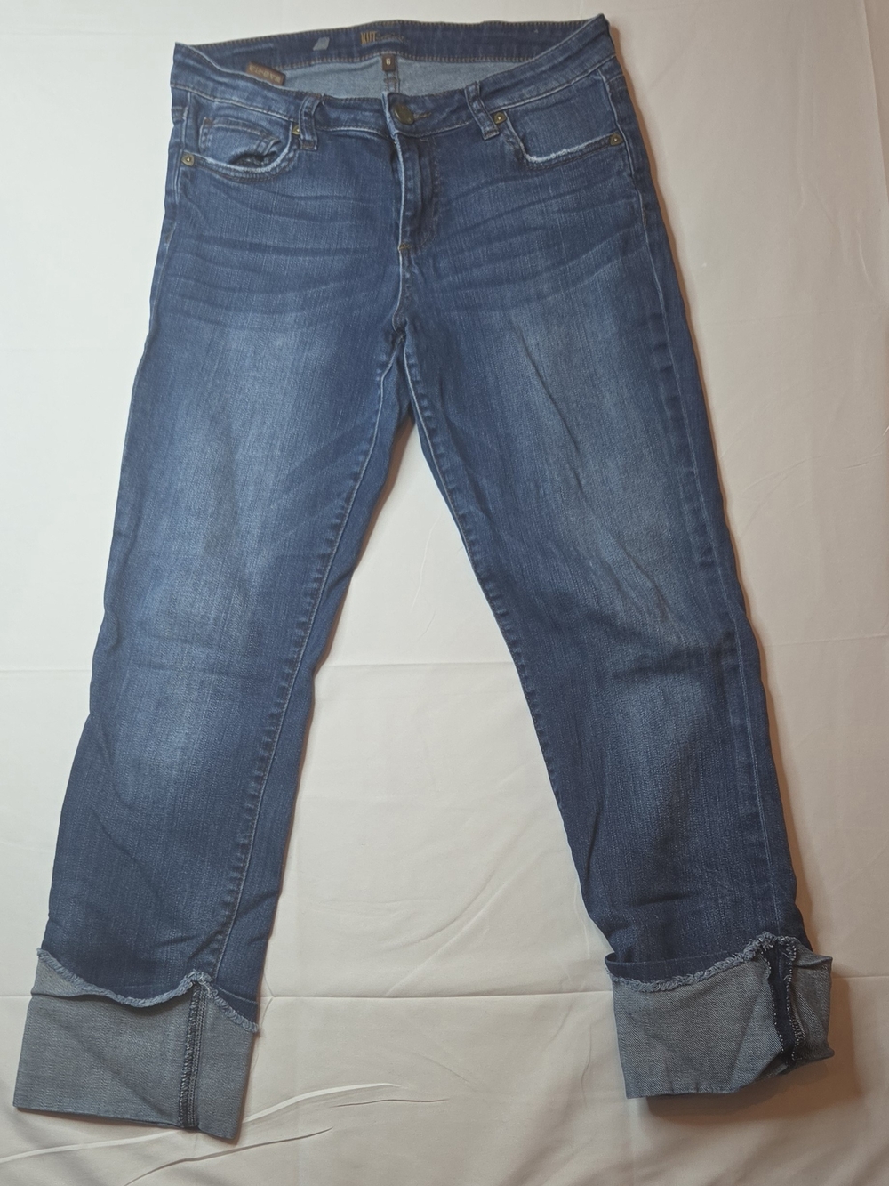 Kut from the Kloth Dark Blue Boyfriend Jeans with Cuffed Hem
